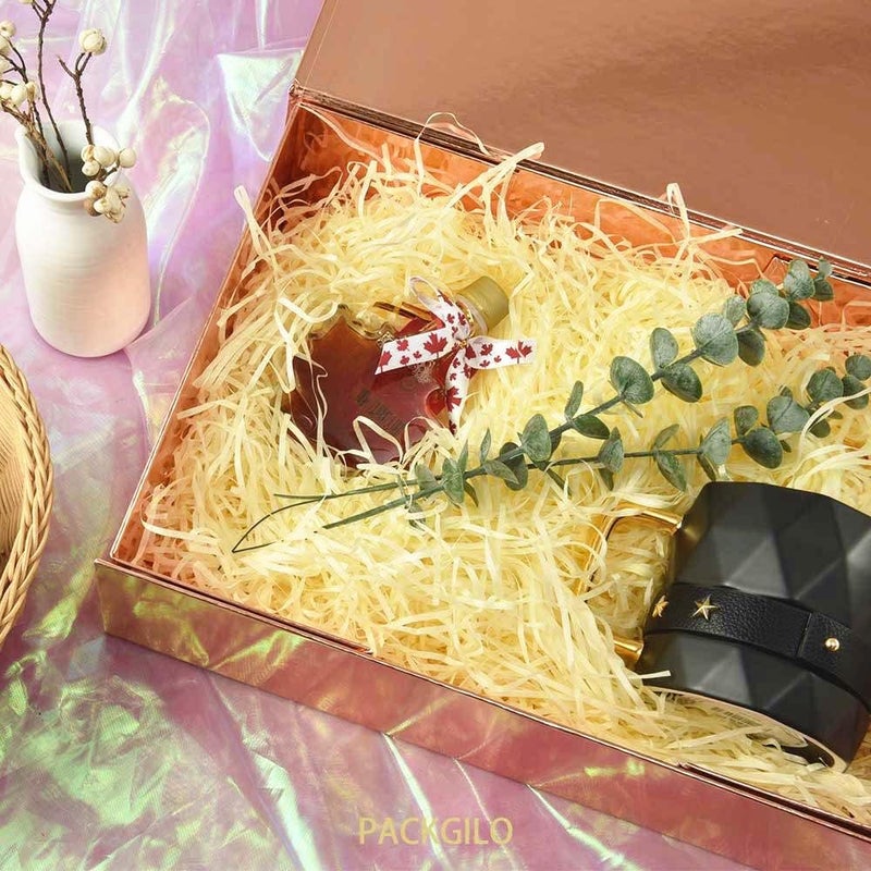 PACKGILO 2 Rose Gold Large Gift Box with Lid 13x9x4 Inches, Gift Box Large with Magnetic Closure, Bridesmaid Proposal Boxes, Hard Collapsible Groomsman Boxes (Glossy Rose Gold) - Image 2